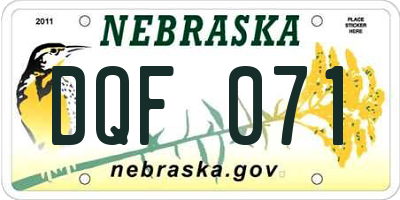NE license plate DQF071