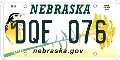 NE license plate DQF076