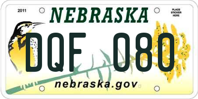 NE license plate DQF080