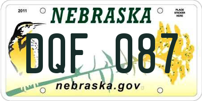 NE license plate DQF087