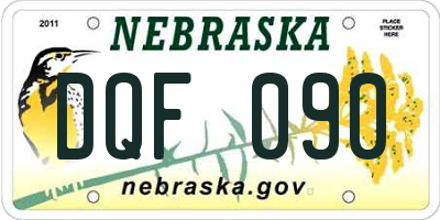NE license plate DQF090