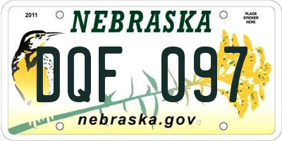 NE license plate DQF097