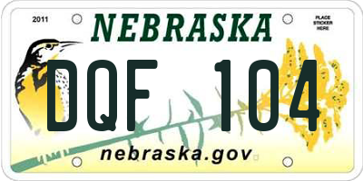 NE license plate DQF104