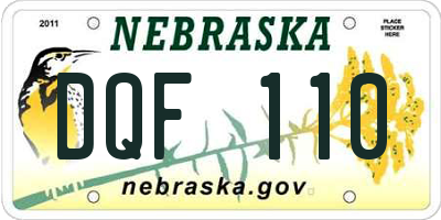 NE license plate DQF110