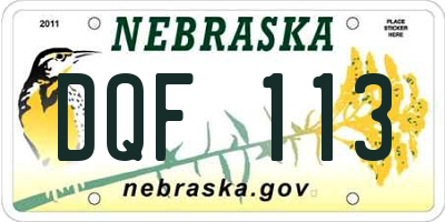 NE license plate DQF113