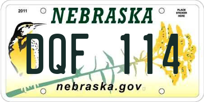NE license plate DQF114