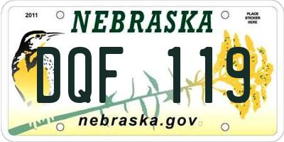 NE license plate DQF119