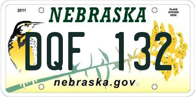 NE license plate DQF132