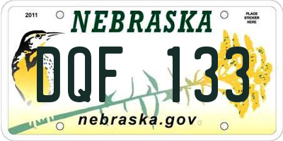 NE license plate DQF133