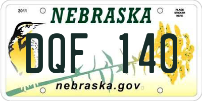 NE license plate DQF140