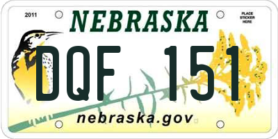 NE license plate DQF151