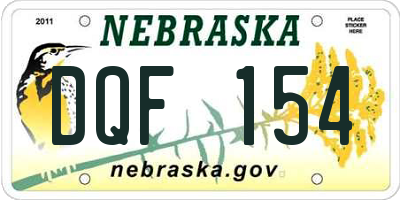 NE license plate DQF154
