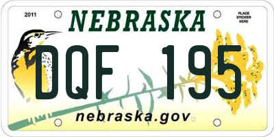NE license plate DQF195