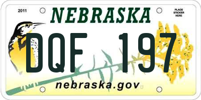 NE license plate DQF197