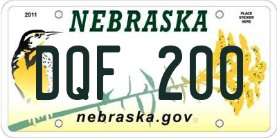 NE license plate DQF200