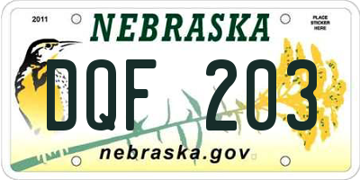 NE license plate DQF203