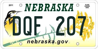 NE license plate DQF207