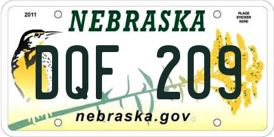 NE license plate DQF209