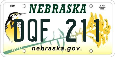 NE license plate DQF211