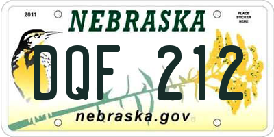 NE license plate DQF212