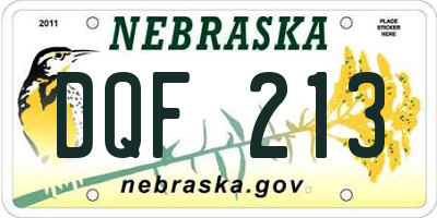 NE license plate DQF213