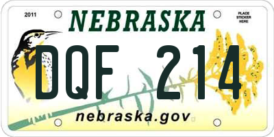 NE license plate DQF214