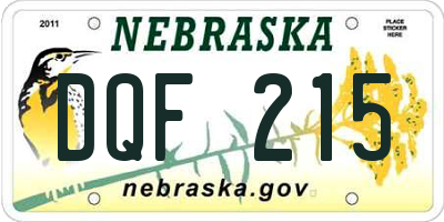 NE license plate DQF215