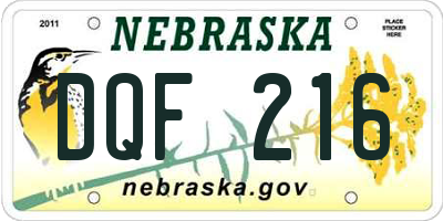 NE license plate DQF216