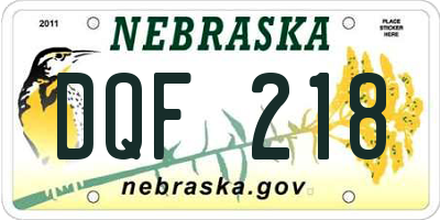 NE license plate DQF218