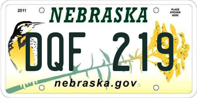 NE license plate DQF219