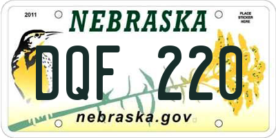 NE license plate DQF220
