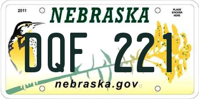 NE license plate DQF221