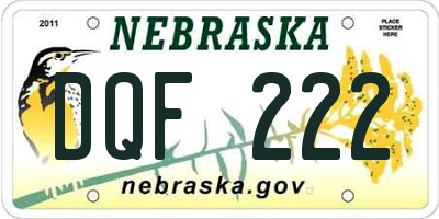 NE license plate DQF222