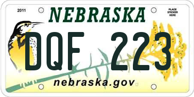 NE license plate DQF223