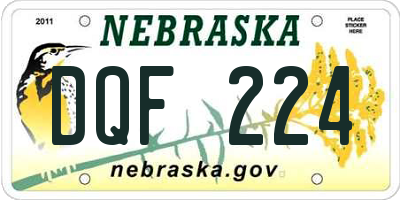 NE license plate DQF224