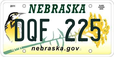 NE license plate DQF225