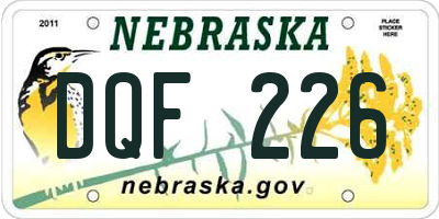 NE license plate DQF226