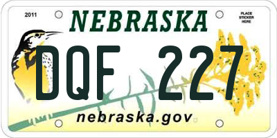 NE license plate DQF227