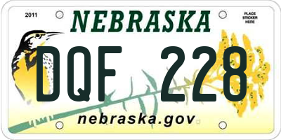 NE license plate DQF228