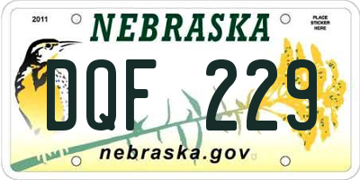 NE license plate DQF229