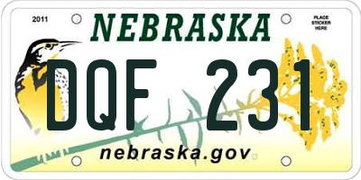 NE license plate DQF231