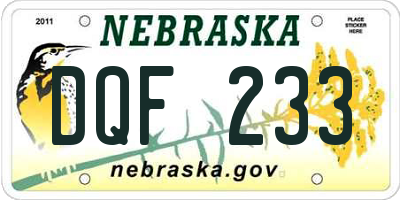 NE license plate DQF233