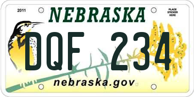 NE license plate DQF234