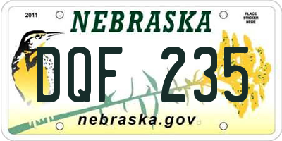 NE license plate DQF235
