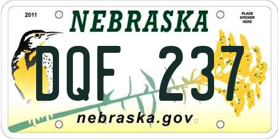 NE license plate DQF237