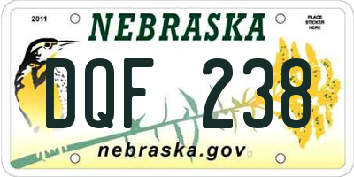 NE license plate DQF238