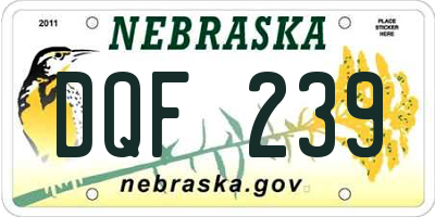 NE license plate DQF239
