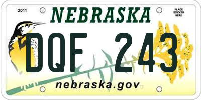 NE license plate DQF243