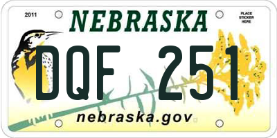 NE license plate DQF251