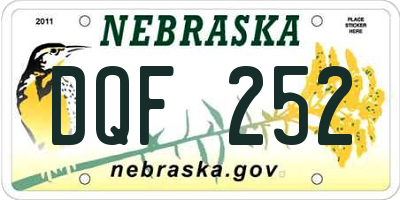 NE license plate DQF252